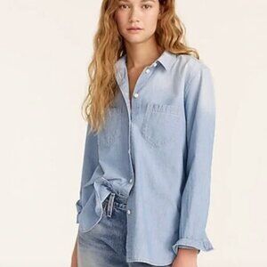 J. Crew classic fit chambray shirt (size 10, color "Weston Wash")